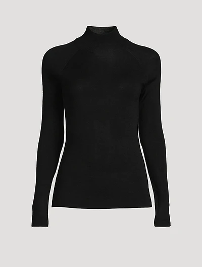 Micro Rib Wool Silk Turtleneck