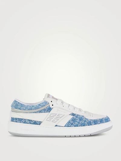 Monogram 72 Denim And Leather Sneakers