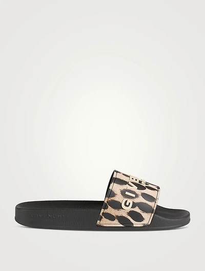 Rubber Slide Sandals Cheetah Print