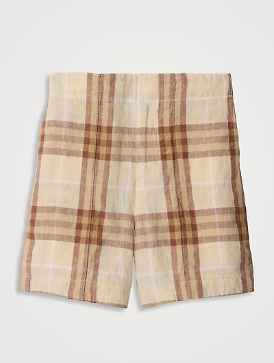 Check Linen Shorts