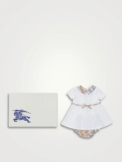 Stretch Cotton Dress And Bloomers Set