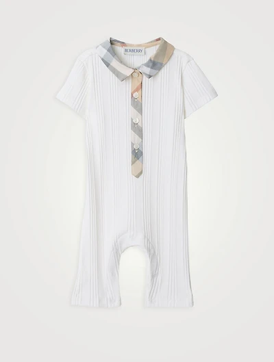 Check-Trim Stretch Cotton Playsuit