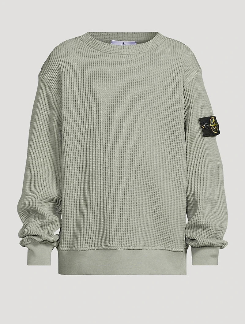 Waffle-Knit Crewneck Sweatshirt