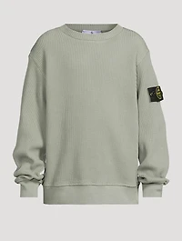 Waffle-Knit Crewneck Sweatshirt