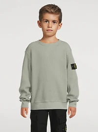Waffle-Knit Crewneck Sweatshirt