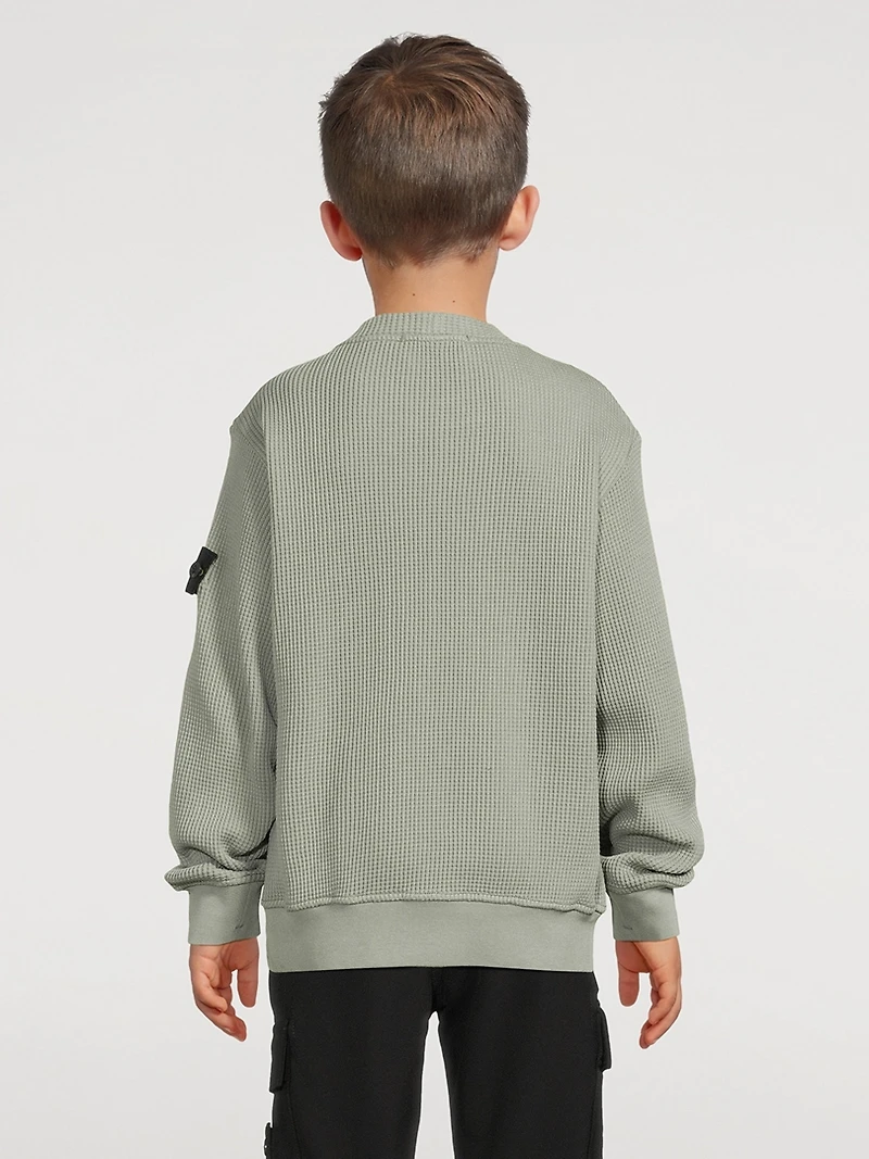 Waffle-Knit Crewneck Sweatshirt