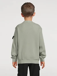 Waffle-Knit Crewneck Sweatshirt