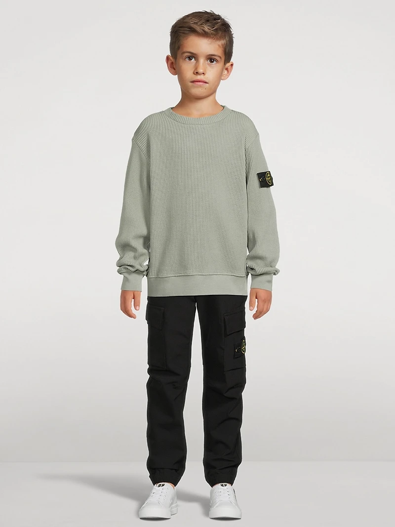 Waffle-Knit Crewneck Sweatshirt