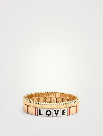 Set Of Two Golden Love Bracelets