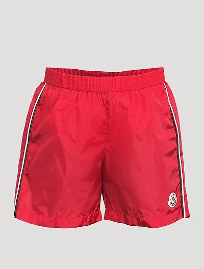 Bicolour-Trim Swim Shorts