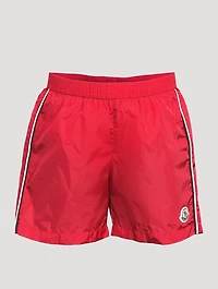 Bicolour-Trim Swim Shorts