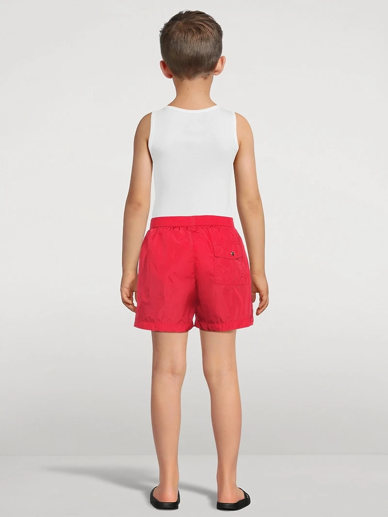 Bicolour-Trim Swim Shorts