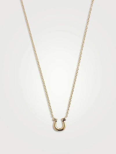 14K Gold Lucky Horseshoe Necklace With Diamonds