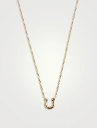14K Gold Lucky Horseshoe Necklace With Diamonds