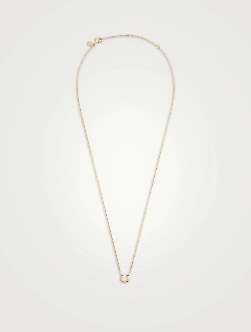 14K Gold Lucky Horseshoe Necklace With Diamonds
