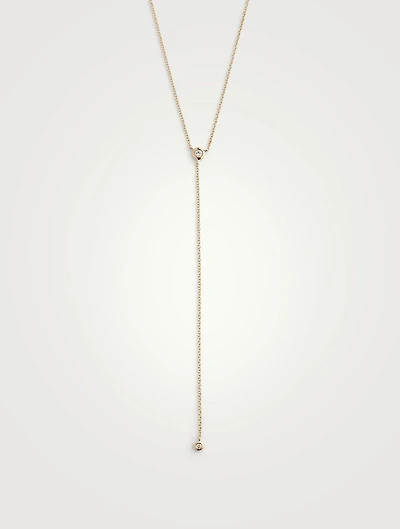 14K Gold Pillow Lariat Necklace With Diamonds