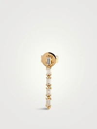 14K Gold Multi Diamond Baguette Chain Stud Earring