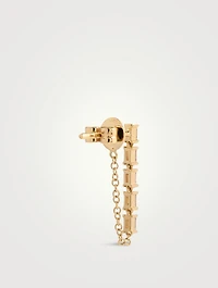 14K Gold Multi Diamond Baguette Chain Stud Earring