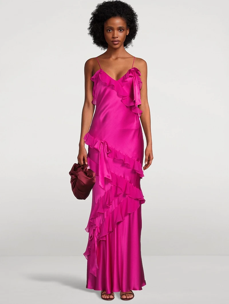 Rialto Ruffled Silk Charmeuse Maxi Dress