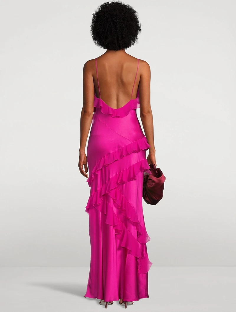 Rialto Ruffled Silk Charmeuse Maxi Dress