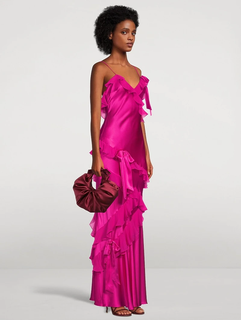 Rialto Ruffled Silk Charmeuse Maxi Dress