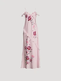 Parisa Ruffled Silk Maxi Dress Floral Print