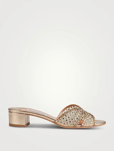 Crystal Lover Metallic Leather Mules