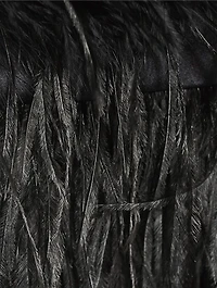 Viviette Feather-Trimmed Satin Mini Skirt