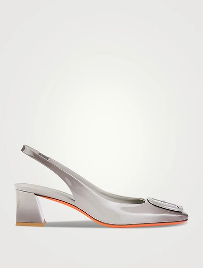 Lemon Patent Leather Slingback Pumps