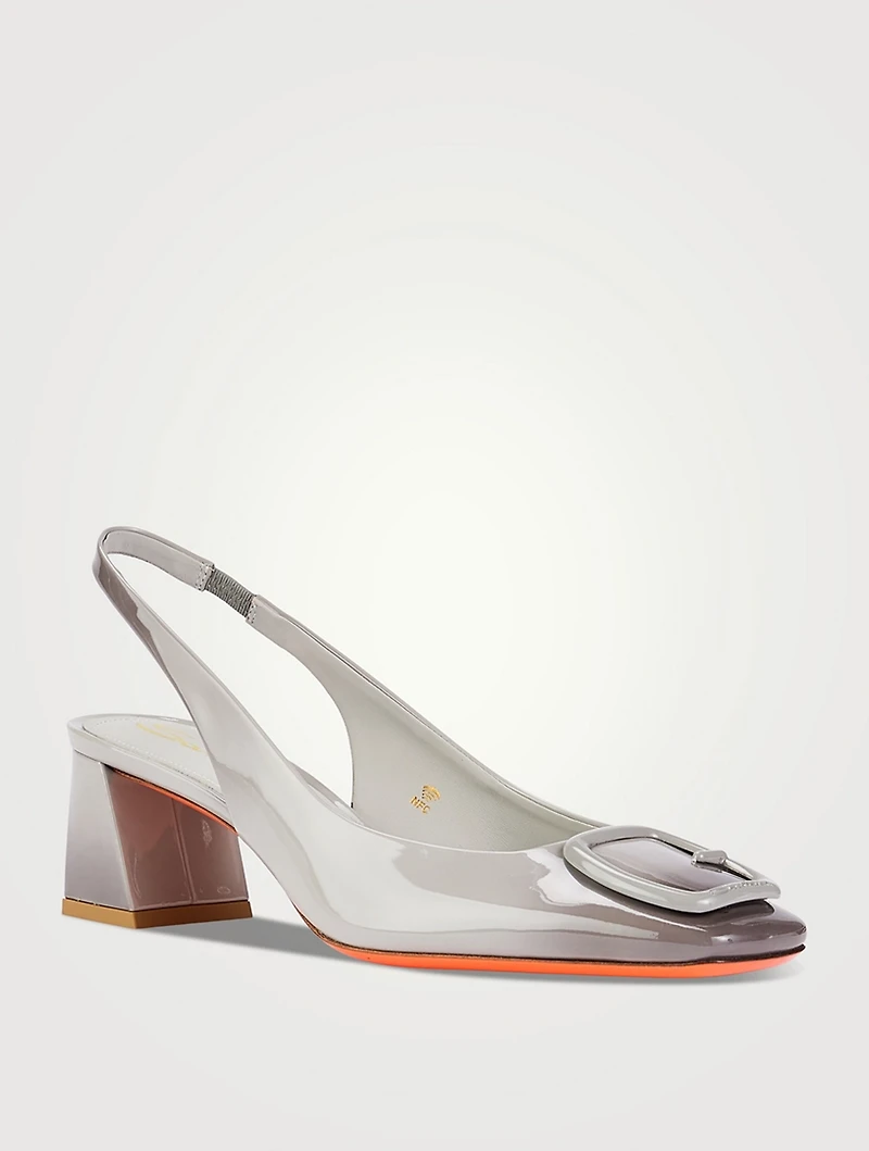 Lemon Patent Leather Slingback Pumps