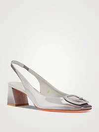Lemon Patent Leather Slingback Pumps