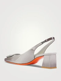 Lemon Patent Leather Slingback Pumps