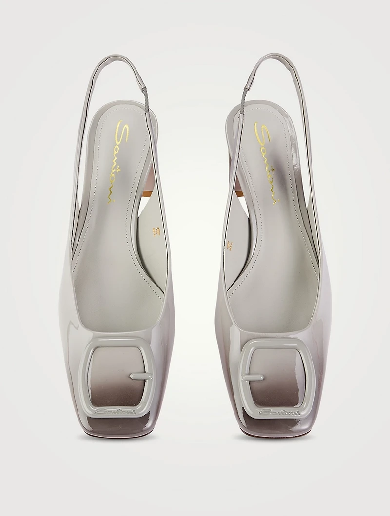 Lemon Patent Leather Slingback Pumps