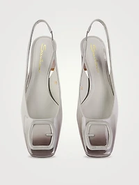 Lemon Patent Leather Slingback Pumps