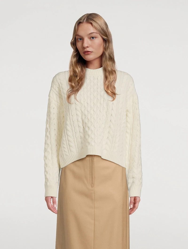 Cable-Knit Felted Wool Cashmere Sweater