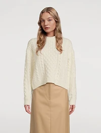 Cable-Knit Felted Wool Cashmere Sweater