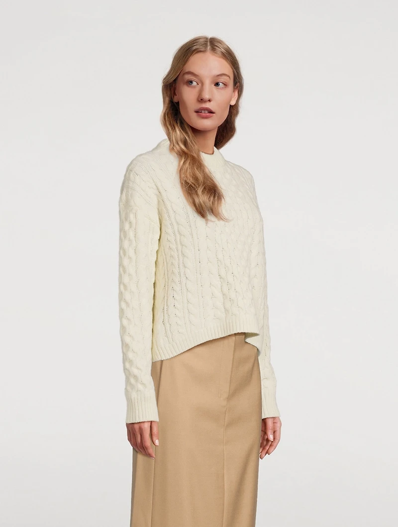 Cable-Knit Felted Wool Cashmere Sweater