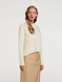 Cable-Knit Felted Wool Cashmere Sweater