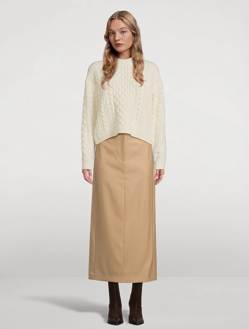 Cable-Knit Felted Wool Cashmere Sweater
