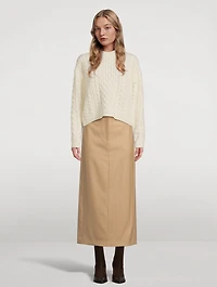 Cable-Knit Felted Wool Cashmere Sweater