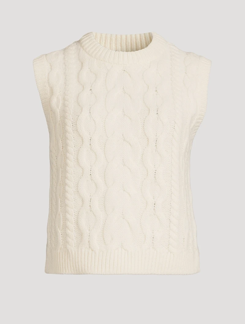 Cable-Knit Felted Wool Cashmere Sweater Vest