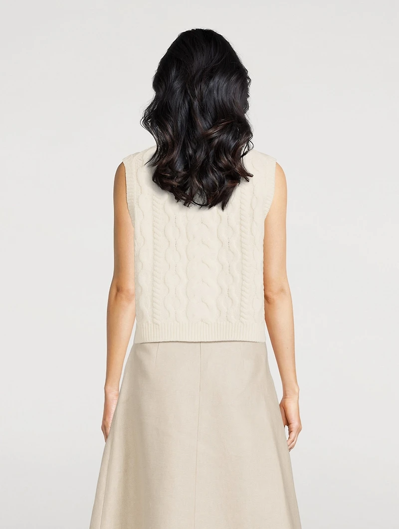 Cable-Knit Felted Wool Cashmere Sweater Vest