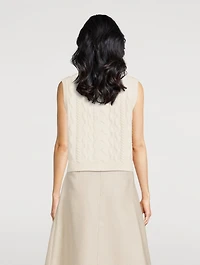 Cable-Knit Felted Wool Cashmere Sweater Vest
