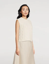 Cable-Knit Felted Wool Cashmere Sweater Vest