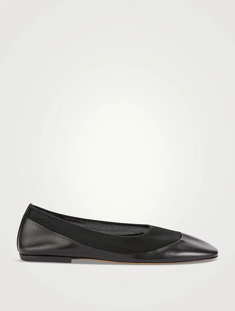 Mesh And Leather Ballet Flats