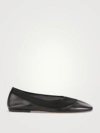 Mesh And Leather Ballet Flats