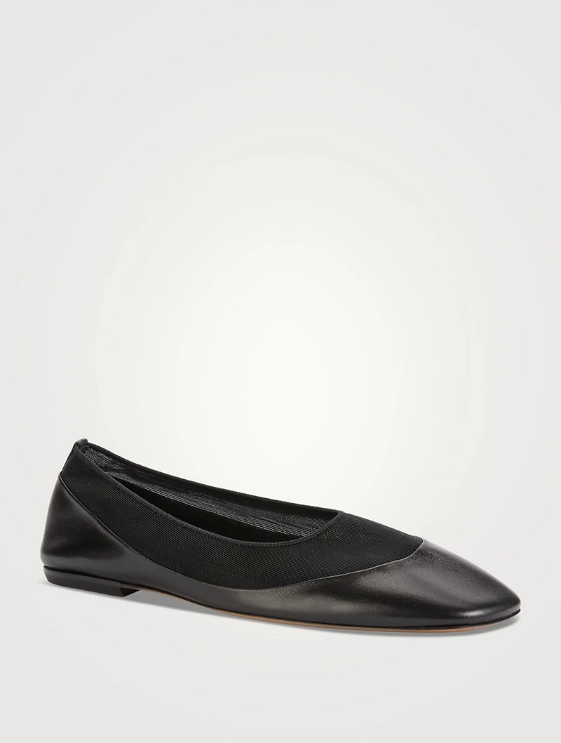 Mesh And Leather Ballet Flats