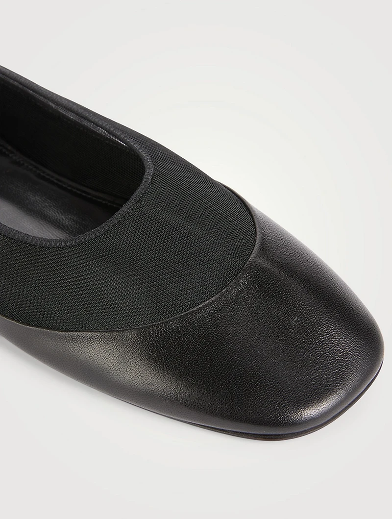 Mesh And Leather Ballet Flats