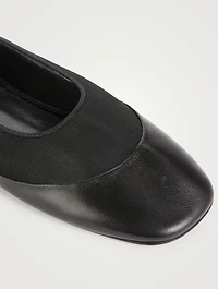Mesh And Leather Ballet Flats