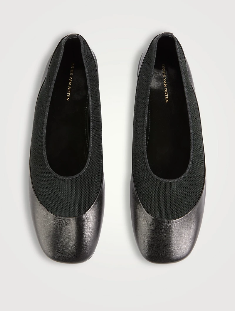 Mesh And Leather Ballet Flats